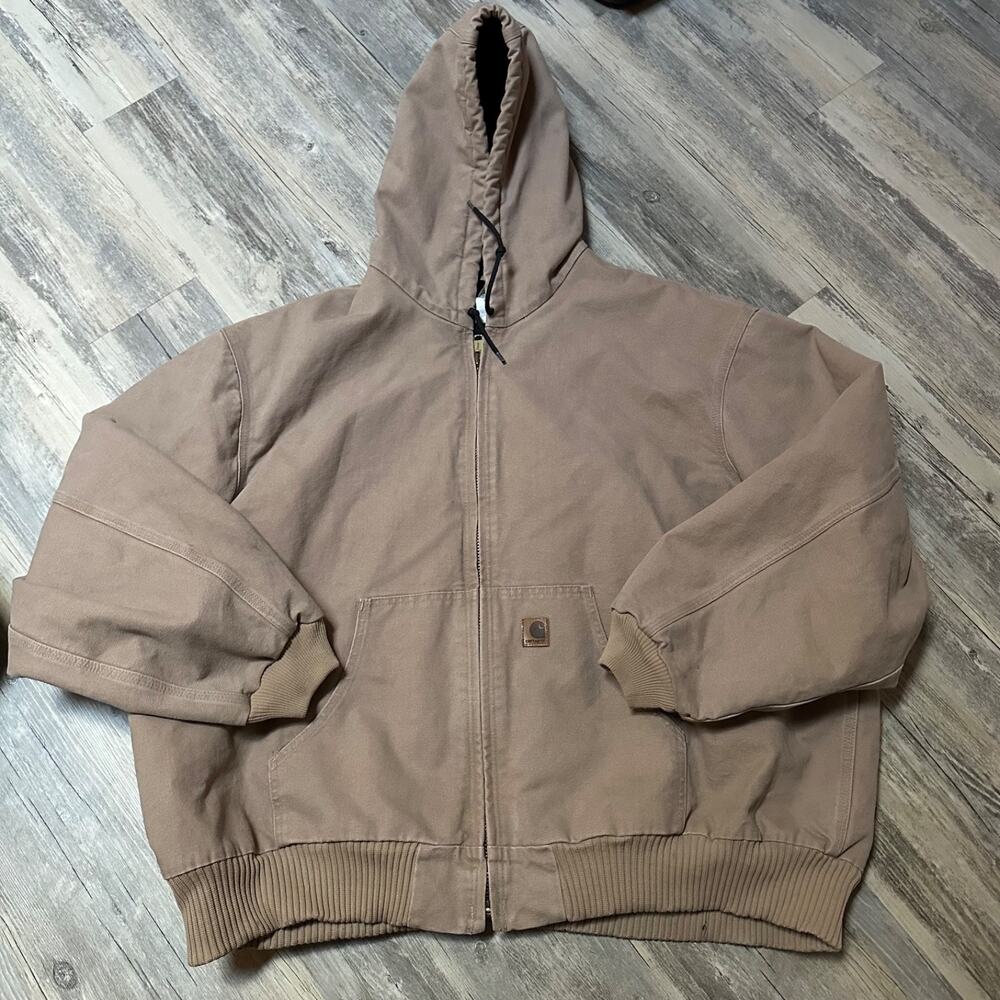Vtg Carhartt J130 Hooded Work Jacket Quilt-Lined Size 4XL Regular